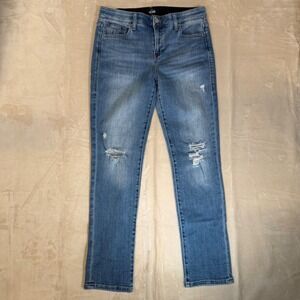 LuLaRoe Straight Jeans Womens 28 Blue Denim Distressed Medium Wash Stretch